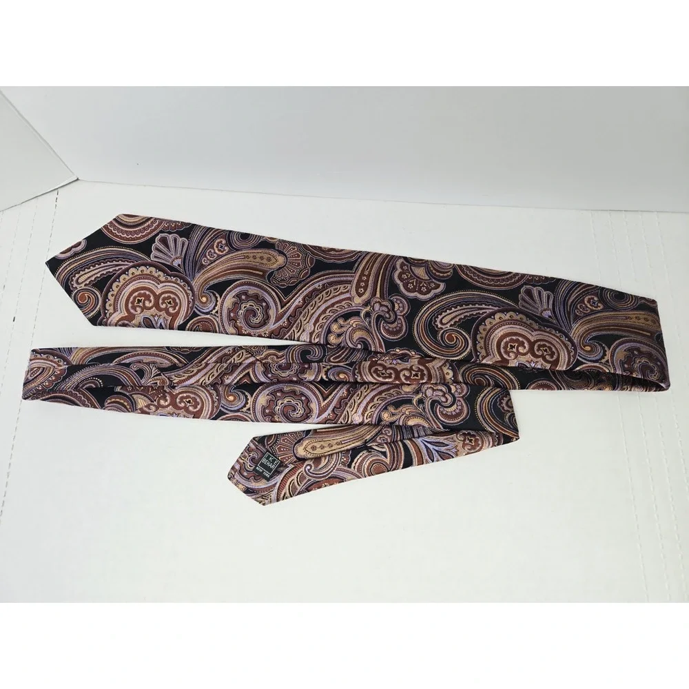 IKE Behar Men's Tie‎ New York brown black pattern %100 silk